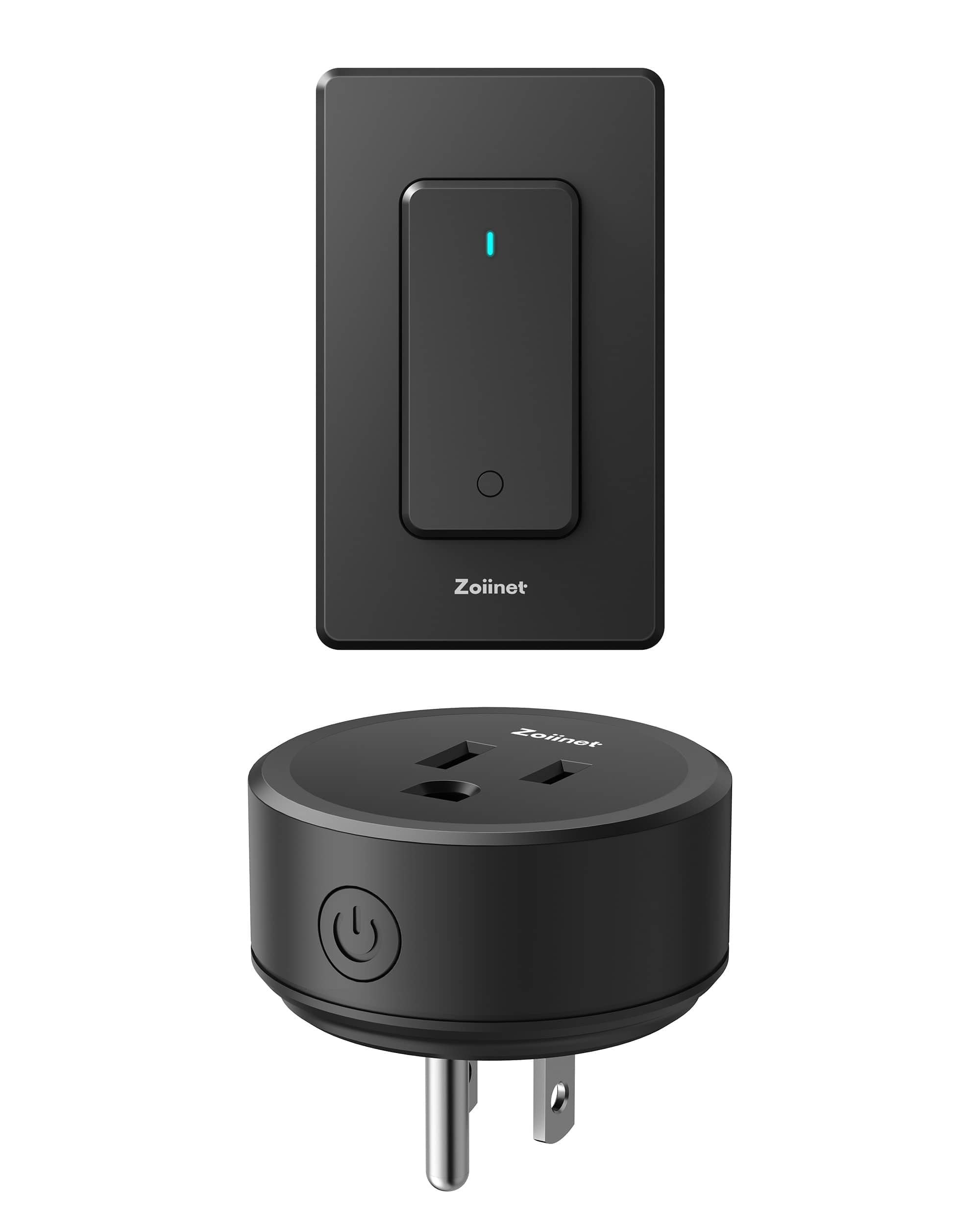 Zoiinet Remote Control Outlet Plug Switch, Buckle Design & Removable Wireless Light Switch, 300 ft, 1500W On Off Power Switch for Household Appliances, No Wiring No WiFi, Programmable, Black