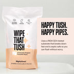 Wipe That Tush On-The-Go Flushable Wipes Bulk Pack - 12 Packs of 10 Individually Wrapped Travel Wipes, 120 Total - Fragrance Free - Hypoallergenic With Aloe & Vitamin E - Septic Safe