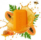 ASANTEE PAPAYA & HONEY Soap Bars with Vitamin C,E and Q10 Skin Cleansing 4.40 Oz (Pack of 3)