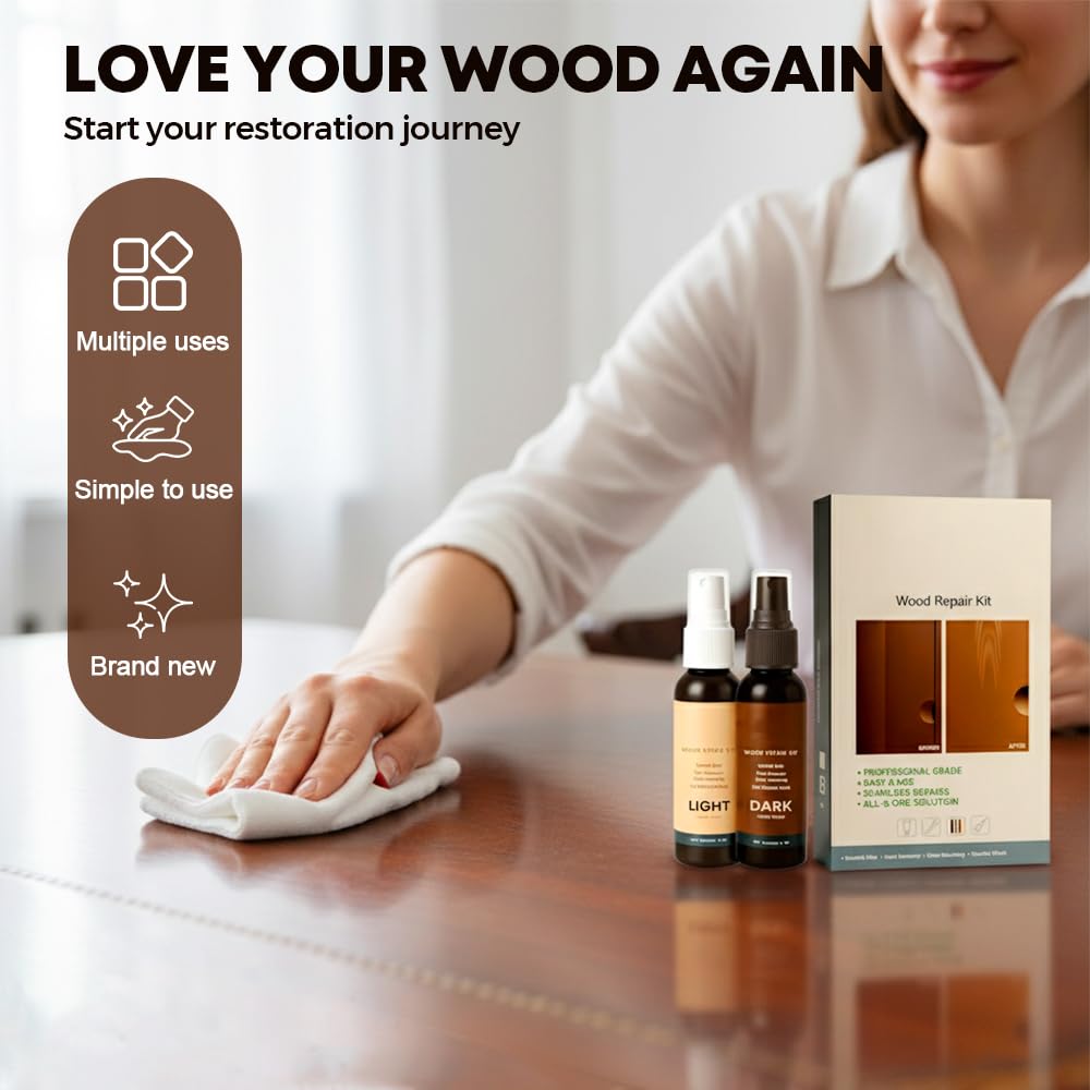 Professional Wood Floor Scratch Repair,Wood Repair Kit,Wood Furniture Repair,Restores Wood Scratch,Covers Nicks,Hides Minor Defects,Restore a Finish for Wood (2 PCS)