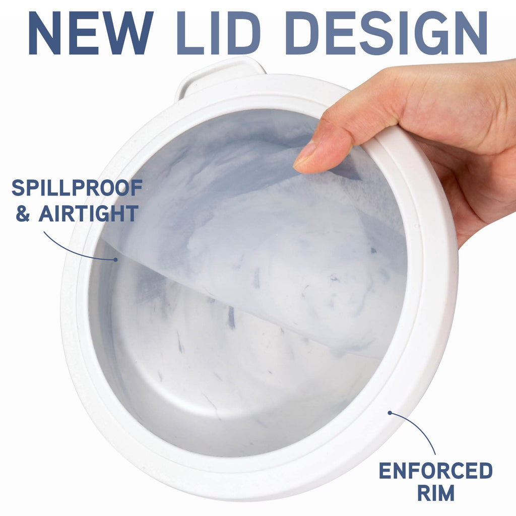 COOK WITH COLOR Mixing Bowls with TPR Lids - 12 Piece Plastic Nesting Bowls Set includes 6 Prep Bowls and 6 Lids, Microwave Safe Mixing Bowl Set (Blue and White)