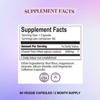 BIOLABS PRO Natural Vitex Chasteberry Supplement for Women - Pure Chaste Tree Berry Extract 500mg, Maximum Strength Formulation, Vegan Capsules, Supports Hormonal Balance - (60 Caps - 2-Month Supply)