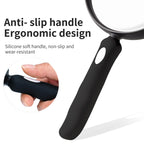 10X Large Magnifying Glass for Reading, Upgraded Handheld Magnifier with 5.12inch Anti-Glare Lens, Non-Slip Handle for Close Work, Seniors Reading, Kids Nature Exploration, Hobby Observation