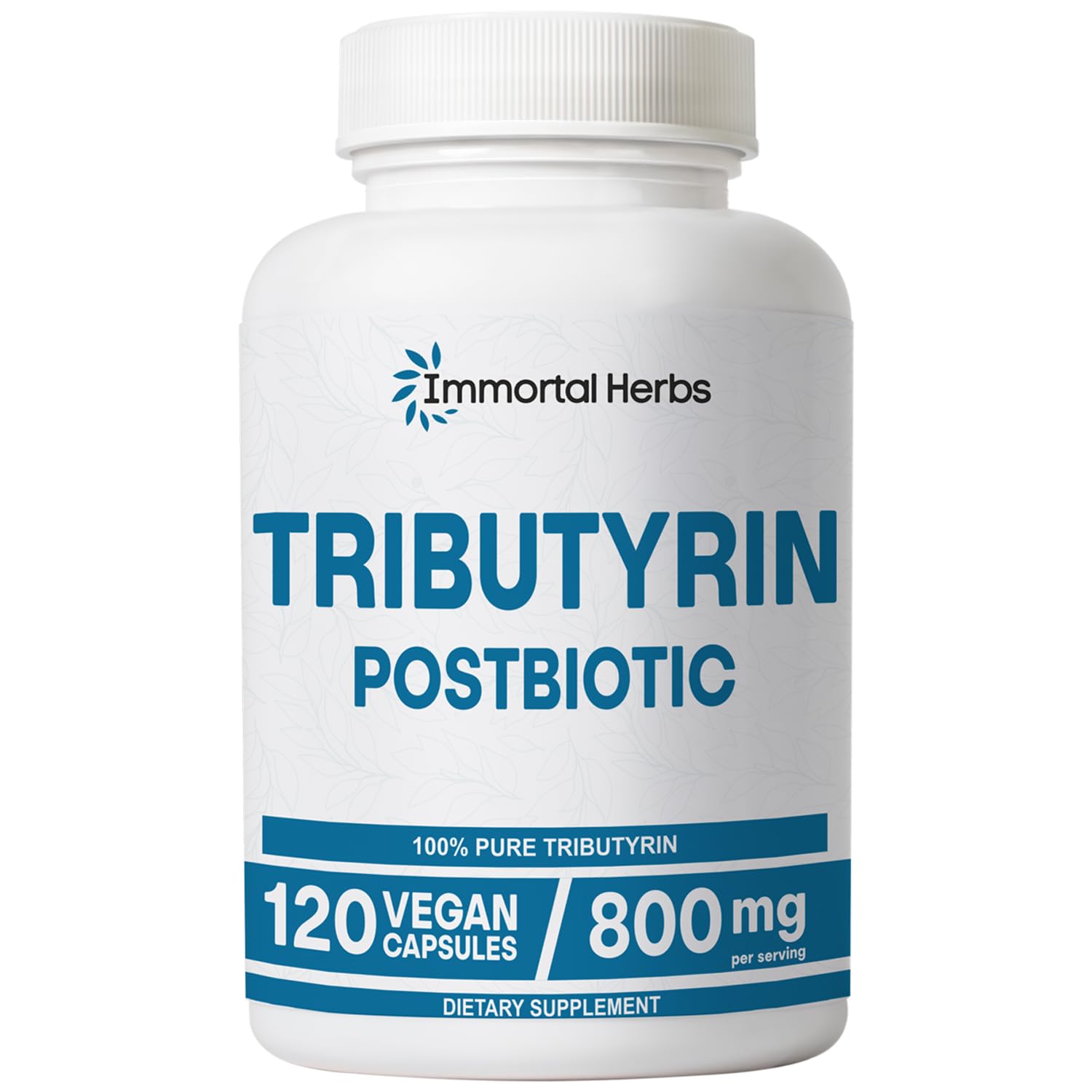 Immortal Herbs Tributyrin Supplement 800mg, Advanced Butyrate Form, 55% Standardized, More Effective Delivery Than Sodium Butyrate, 120 Capsules, Non-GMO & Gluten Free Postbiotic Supplement