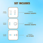 NOKMIT 3 Pairs Mini Hoop Earrings Set for Women Turquoise Huggie Hoop Cute Small Sterling Silver Cartilage Earring Ear Cuff for Multiple Piercing (Turquoise, B)