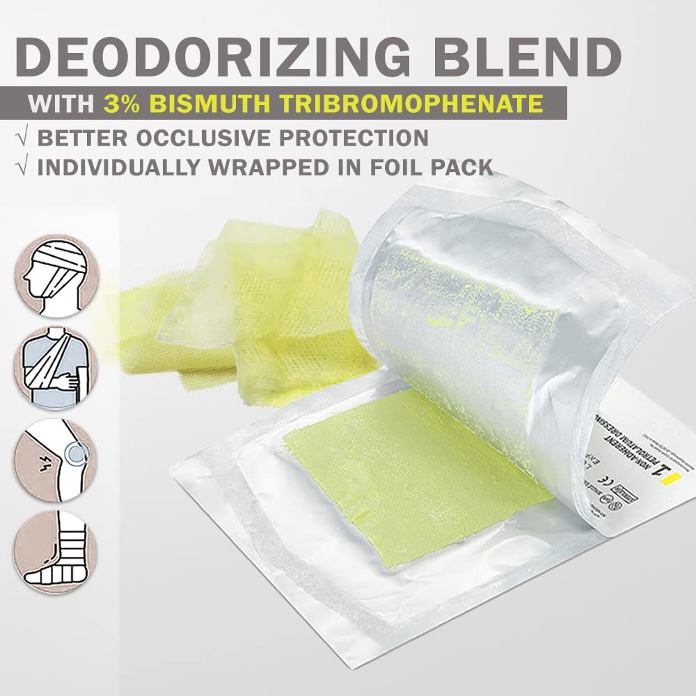 EVERLIT Xeroform Petrolatum Dressing | Sterile, Non-Adherent Occlusive Fine Mesh Gauze Pad | Non-Toxic, Gentle Patch for Burns, Laceration, Surgical Incisions & Skin Grafts (1" x 8" | Pack of 50)