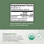 USDA Organic Vitamin B12 2000mcg Sublingual Liquid Supplement (2-Pack) - Vegan Methylcobalamin Drops for Natural Energy, Maintain Metabolism, and Immune System Support - 1 Fl Oz