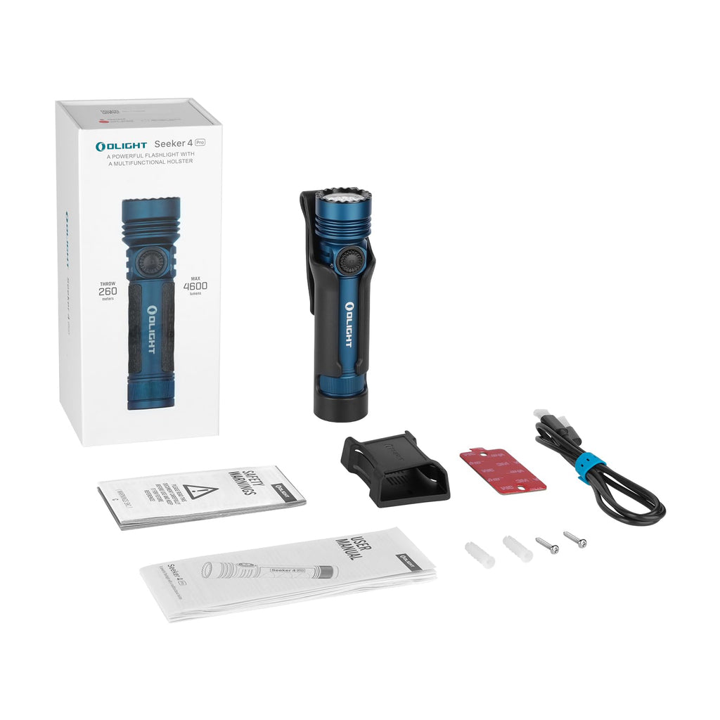 OLIGHT Seeker 4 Pro Rechargeable Flashlights, 4600 Lumens High Powerful Bright LED Light with USB C Holster, Waterproof IPX8 for Emergencies, Camping, Searching (OD Green)