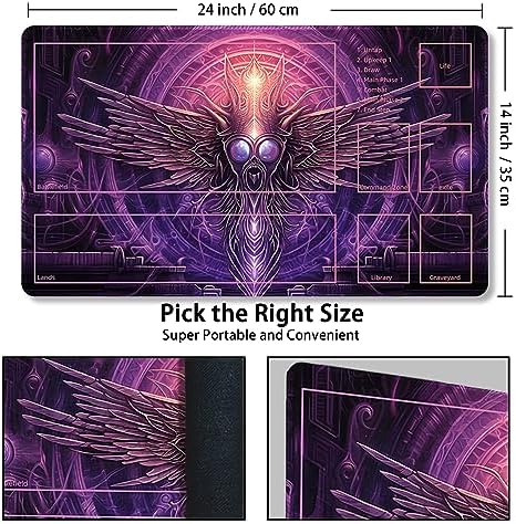 Playmat for MTG With Free Storage Bags, Game Mat 24 x 14 Inches, TCG and Board Game for Cards, Mousepad Desk (With Zones, Magic 13)