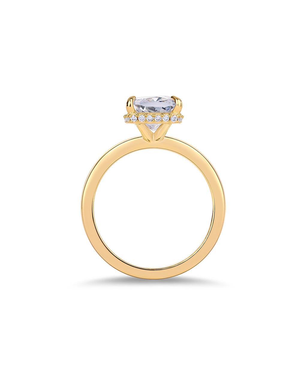 PAVOI 14K Yellow Gold Plated Radiant Cut Hidden Halo Engagement Ring