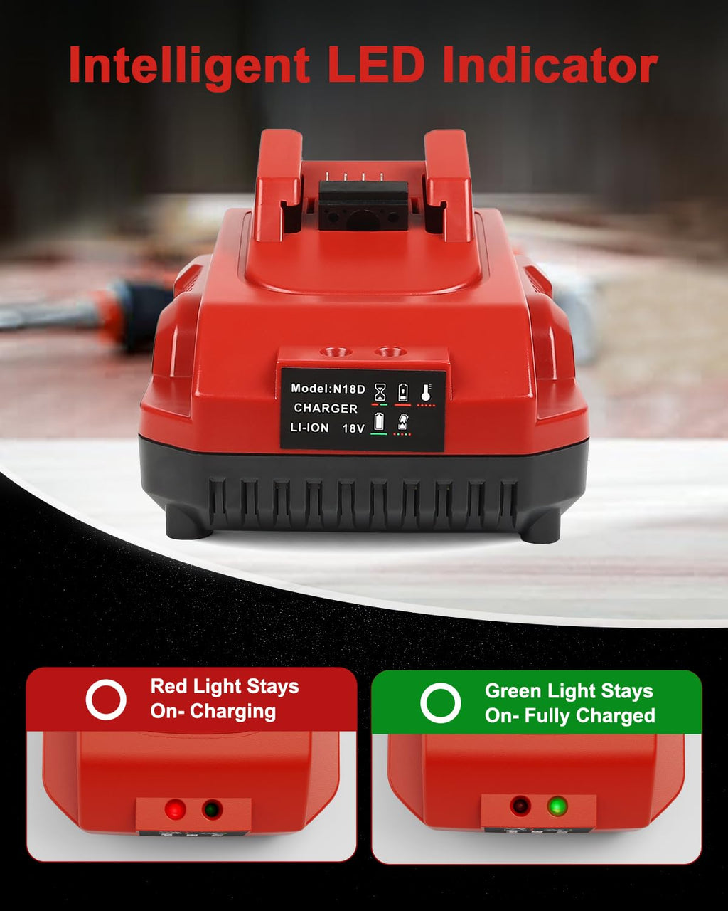 TOMORTOOL 2-Pack 18V 6.0Ah Replacement for Milwaukee M-18 Battery and 1 Charger(red)