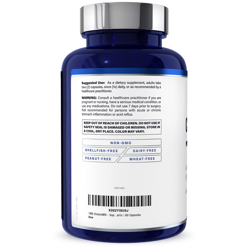1MD Nutrition CholestMD with Olive Leaf Extract, Bergavit, Niacin, Garlic | 120 Capsules (2-Pack)