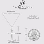 M SHUYUN Silver Cross Necklace for Mother's Day, Handcrafted from S925 Sterling Silver, White Gold Plated. Timeless Design, Bringing Luck, Protection & Faith. Cross Faith Pendant Necklace for Women.