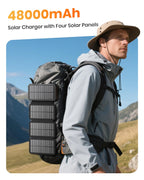 SOARAISE Solar Power Bank 48000mAh Wireless Portable Charger with 4 Cables