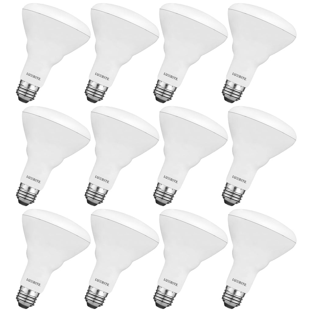 LUXRITE 12-Pack BR30 LED Bulb, 65W Equivalent, 3500K Natural White, Dimmable, 650 Lumens, LED Flood Light Bulbs, 8.5W, Energy Star, E26 Medium Base, Damp Rated, Indoor/Outdoor - Living Room, Kitchen