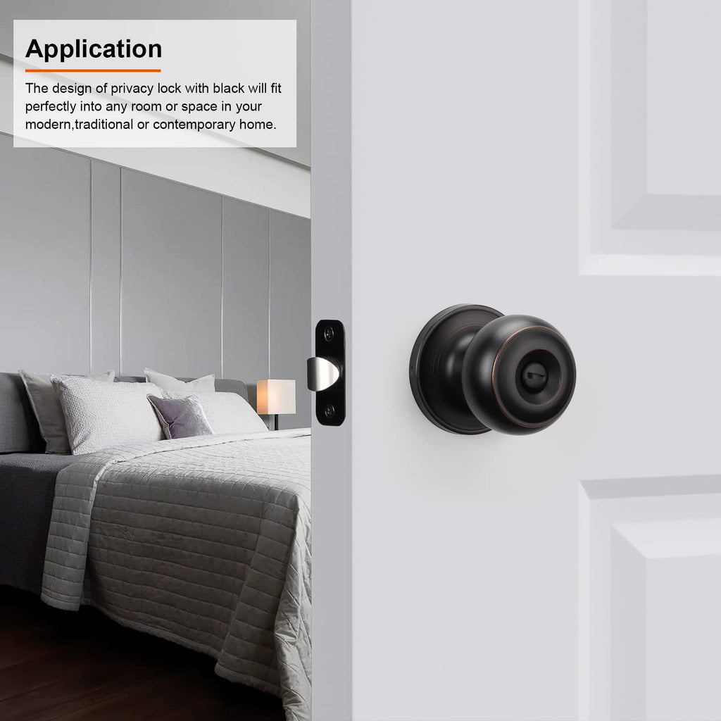 Haidms 6 Pack Oil Rubbed Bronze Door Knobs Interior, Bronze Privacy Interior Door Knobs for Bedroom or Bathroom Classic Round Doorknobs Hardware