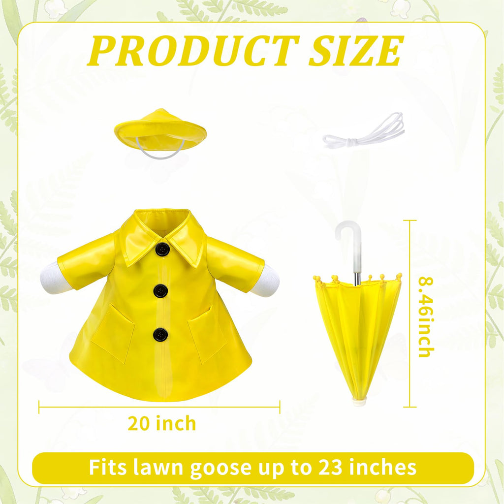 3 Pcs Raincoat Porch Goose Outfit,Summer Lawn Goose Statue Raincoat Costume