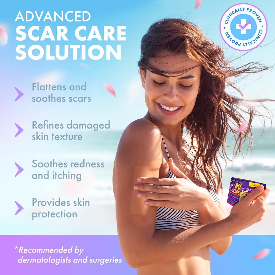 Silicone Scar Tape for Surgical Scars, Keloid, C-Section and More - Silicone Scar Sheets 130 x 1.5 inch - Effective Scar Treatment and Scar Removal for Face and Body - Silicone Tape for Scars