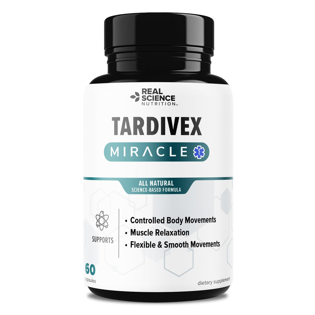 Real Science Tardivex All Natural Nerve Support Supplement for Neurological Balance - Includes Vinitrox, GABA & Essential Vitamins for Controlled Movement & Coordination - Made in USA, 60 Caps