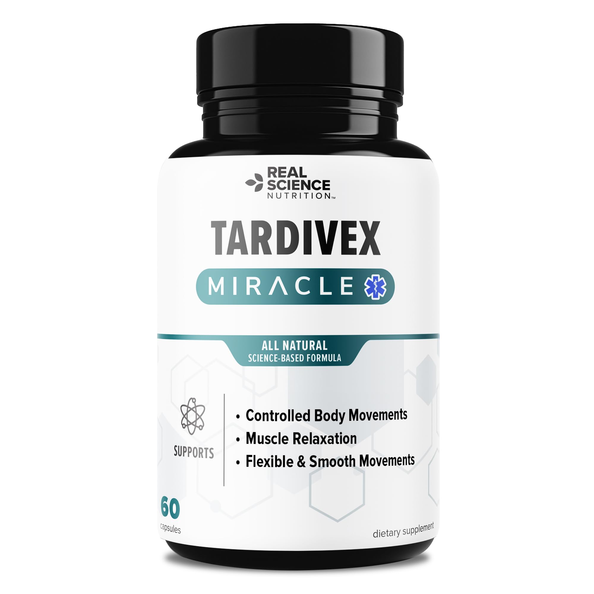 Real Science Tardivex All Natural Nerve Support Supplement for Neurological Balance - Includes Vinitrox, GABA & Essential Vitamins for Controlled Movement & Coordination - Made in USA, 60 Caps