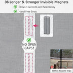 Upgraded Magnetic Screen Door Thicker 250g/m² Reinforced Mesh,36 Longer Magnets, Retractable Screen Door Mesh Magnetic Closure for Single Front Door
