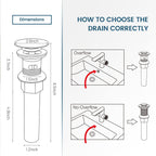 Vessel Sink Drain for Bathroom, Pop-up Drain With Detachable Basket Stopper, Anti-Explosion And Anti-Clogging Drain Strainer, Sink Drain Assembly With Overflow Brushed Nickel, REGALMIX RWF083J