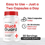 GlucoGuard Capsules - Official GlucoGuard Advanced Blood Support Formula, Natural GlucoGuard Pills Maximum Strength, GlucoGuard Health & Wellness Vitamin Supplement, 30 Capsules for 1 Month