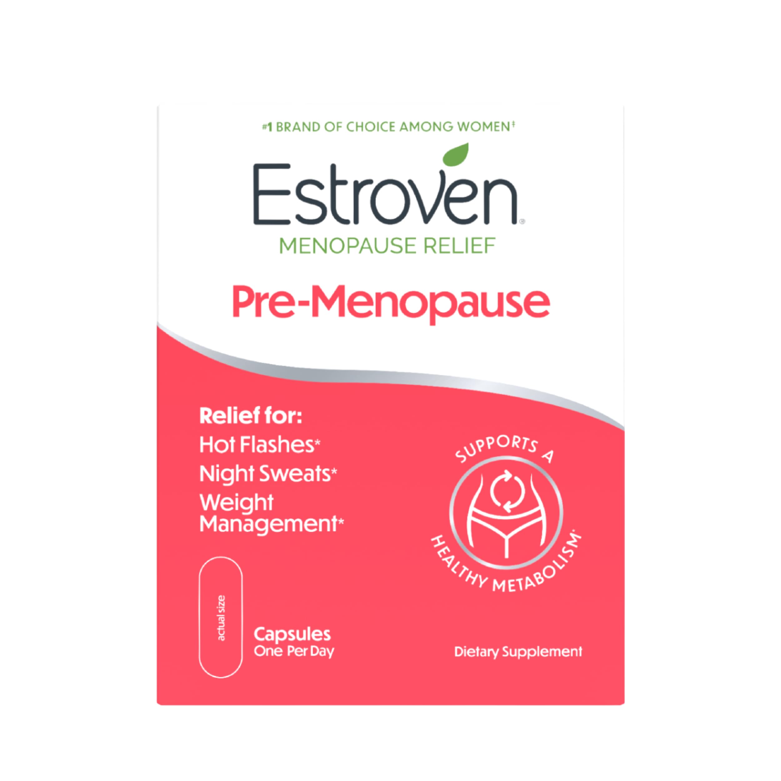 Estroven Pre-Menopause-Relief, 30 Ct., Clinically Proven Ingredients, Provides Menopause Relief Plus Night Sweats & Hot Flash-Relief, Drug-Free or Estrogen Free (Pack of 12)