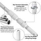 12 FT Pool Pole – Telescoping Aluminum 5/4" Diameter Pool Pole with Strong Grip & Lock - Heavy Duty 3-Piece Adjustable Design - Fits Any Skimmer, Brush, Vacuum Head