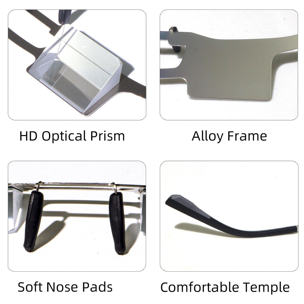 Lazy Glasses Prism Glasses for Watch TV, Read, or Browse Your Phone While Lying Down，New Upgraded Lighter and Clearer Lazy Glasses Spectacles for Lying Down, Reducing Neck and Cervical Strain (Silver)