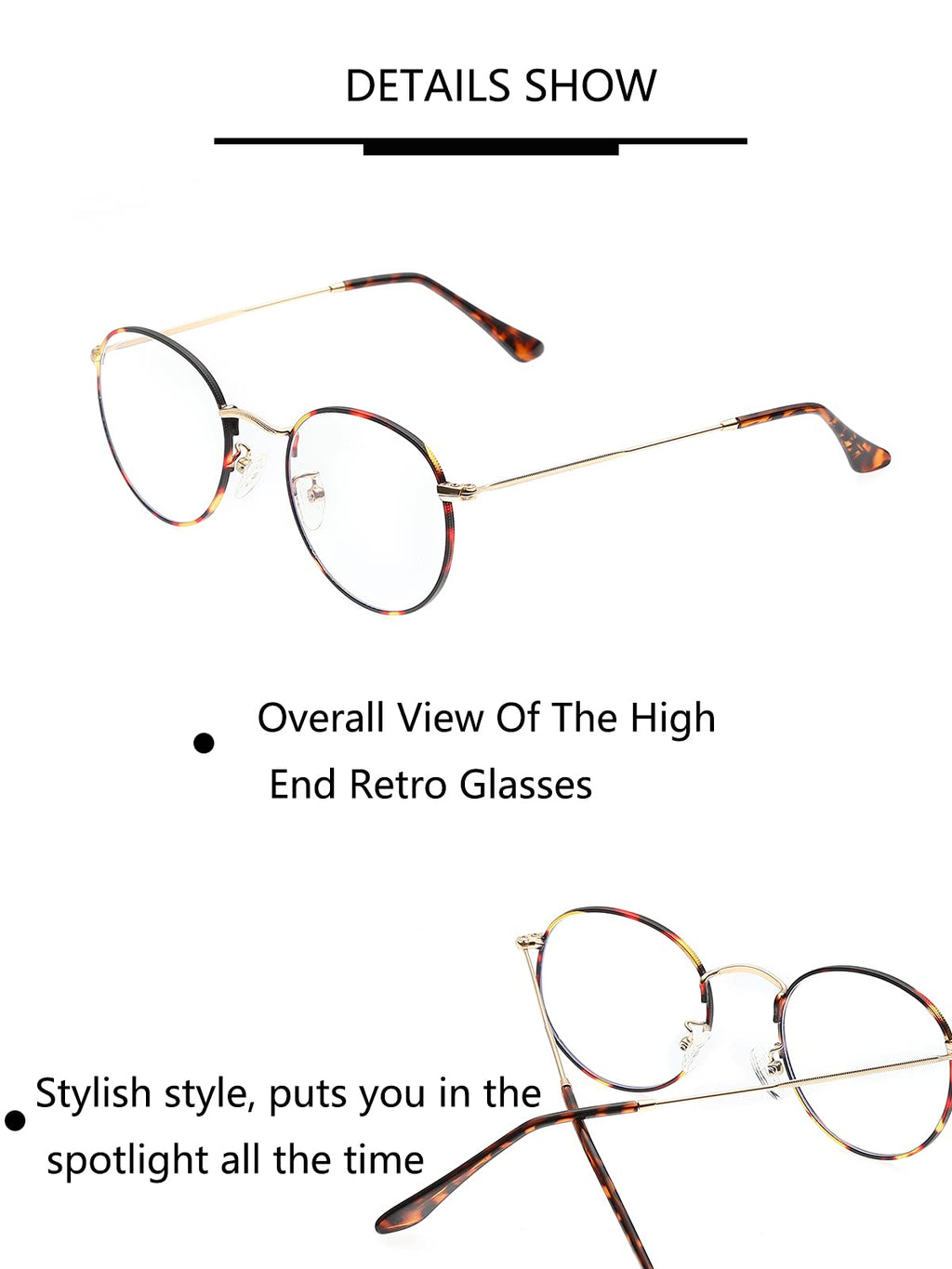 Onrtry Circle Blue Light Glasses for Women Men Round Metal Frame Computer Gaming Eyeglasses 2 Pack(Tortoise+Gold)