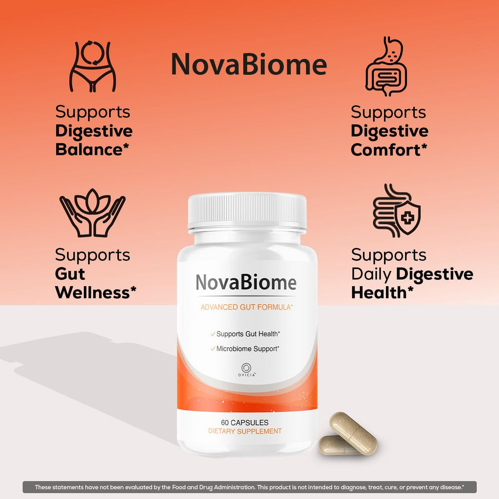 NovaBiome Capsules - Official NovaBiome Pills Advanced Formula with All Natural Ingredients, Novabiome Advanced Pills for Wellness & Overall Health Support Reviews, 60 Capsules for 1 Month