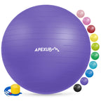 APEXUP Yoga Ball Exercise Ball, Anti Slip Stability Ball Chair, Heavy Duty Large Gym Ball for Fitness, Balance, Core Workout and Physical Therapy (S (15"~18") 45cm, Purple)