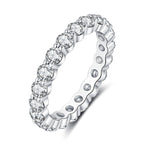 IMOLOVE Moissanite Wedding Band for Women, 3MM 18K White Gold Plated Sterling Silver Full Eternity Ring D Color VVS1 Round Cut Anniversary Promise Jewelry Size 5.5– Shine Bright, Spend Light