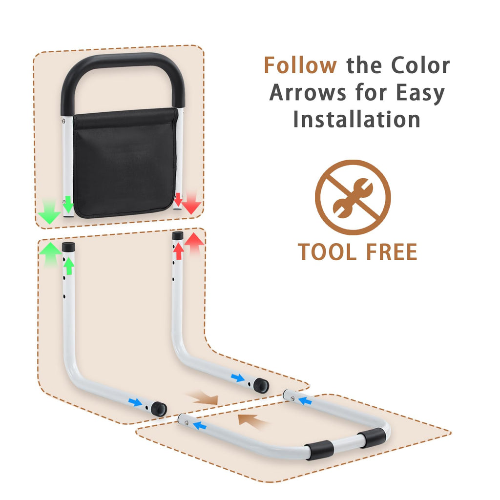 Bed Rails for Elderly Adults Safety, Bed Assist Rails for Seniors, Adjustable (19.3"-23") with 0.47 in Thick Steel Tube, Fits King, Queen, Full, Twin Bed
