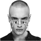 L'VOW Silver Metal Half Mask Face Chain Jewelry Cyborg Accessories, S1