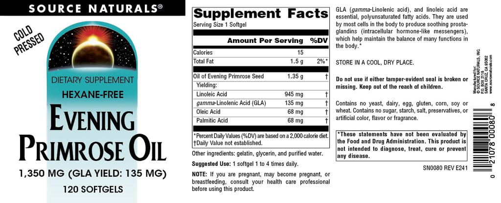 Source Naturals Evening Primrose Oil, 1350 mg -120 Softgels