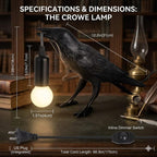 OVANUS Crow Lamp Gothic Decor, Raven Table Night Light with Adjustab