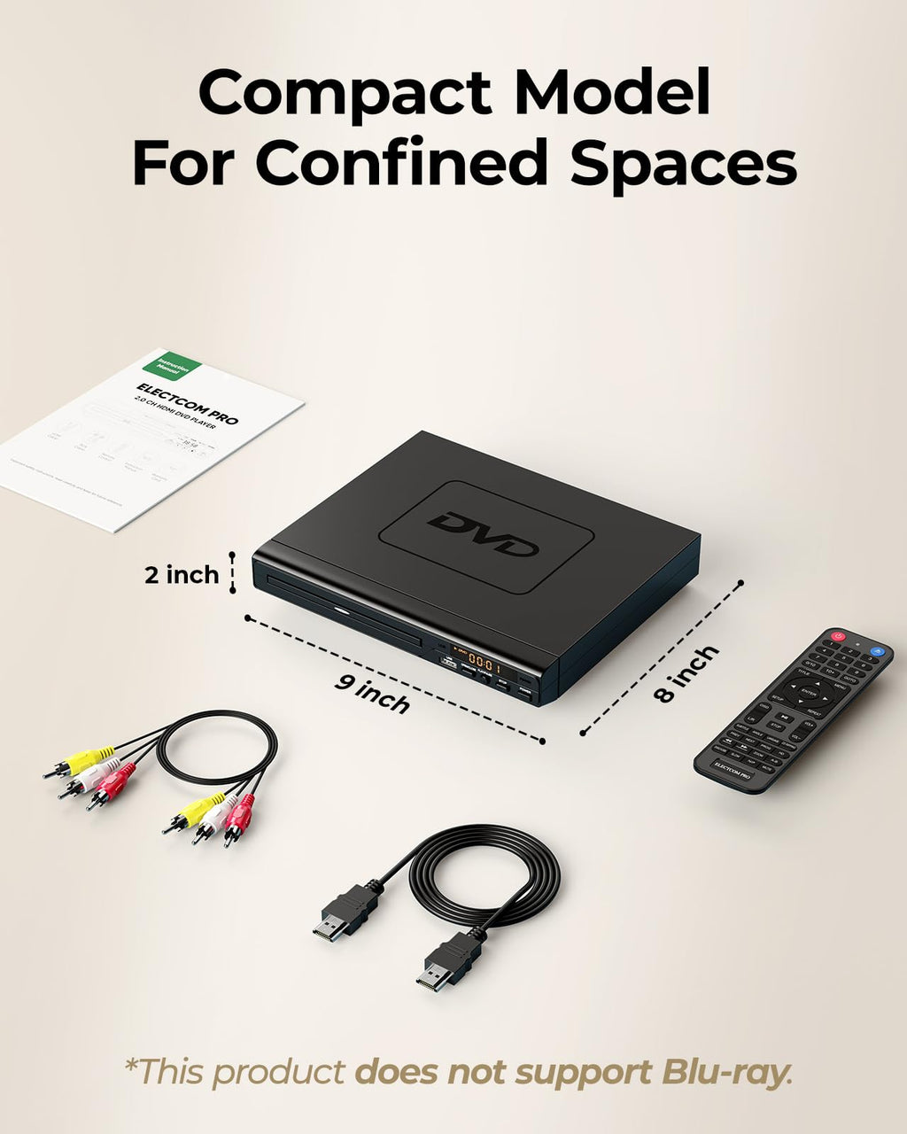 DVD Players for TV with HDMI, DVD Players That Play All Regions, Simple DVD Player for Elderly, CD Player for Home Stereo System, Included HDMI and RCA Cable