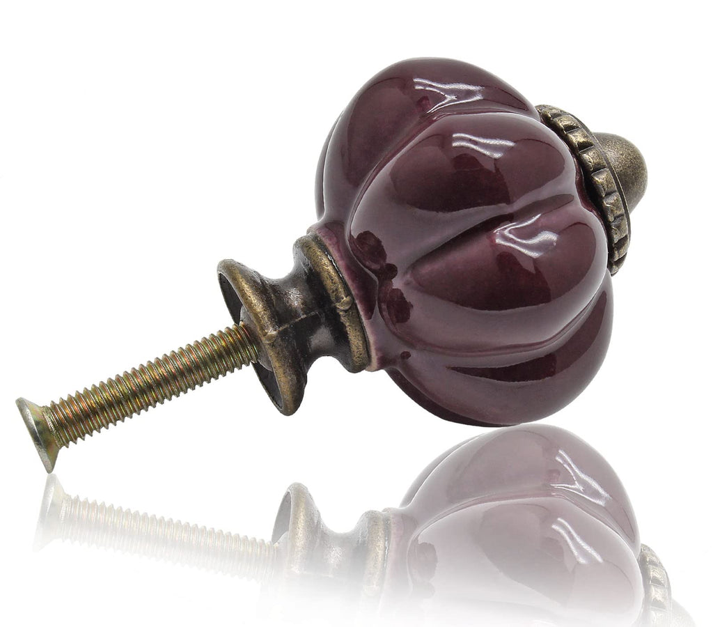 Seimneire 25pcs Dark Purple Vintage Ceramic Cabinet Knobs and Drawer Pulls with Mounting Screws