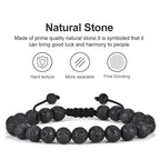 M MOOHAM Mens Beaded bracelets set, Natural Black Lava Rock Stone Bracelet