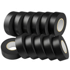 SWRT 12 Pack Black Electrical Tape Waterproof, 0.75 in x 66 FT High Temp Electric Tape Under 600V for All Weather - UV Protection - Flame Retardant