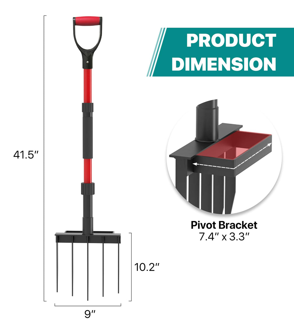 Pitch Fork for Garden, 5-Tine Heavy Duty Pitchfork for Loosening Soil, 41 Inch Gardening Fork for Digging, Composting, Spading, Cultivating Soil, Metal Fork Head with Fiberglass Handle, D-Grip