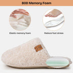 EverFoams Women's Fuzzy Slippers Cozy House Shoes Cream White, 9-10 US