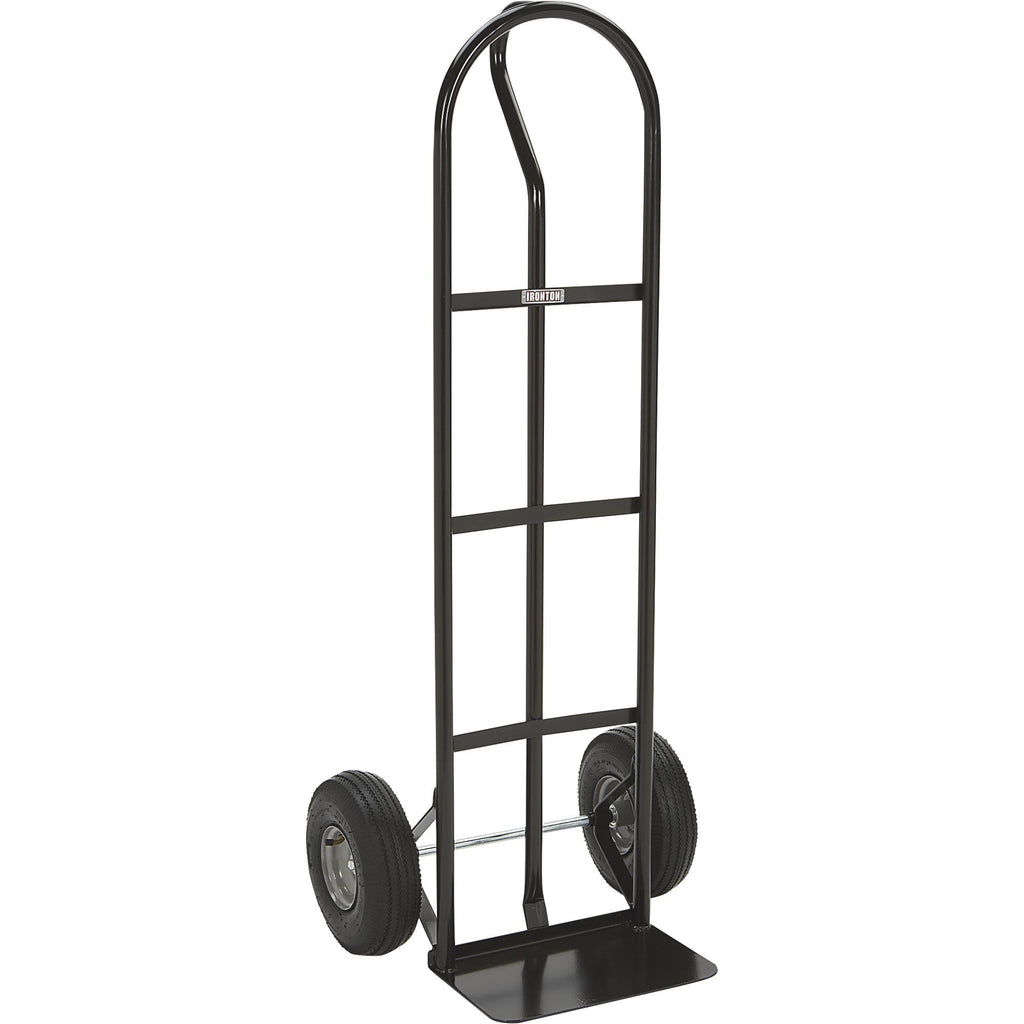 Ironton Steel Pneumatic Hand Truck Dolly, 600-Lb Capacity, Heavy-Duty Steel Frame, 10-in Pneumatic Tires, P-Style Handle, 14" x 8.5" Toe Plate