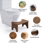 Wooden Squatting Potty Stool for Adults, 6.7 Inch Toilet Poop Stool Adult, Bamboo Wood Toilet Stools Squat for Pooping, Portable Toilet Steps for Bathroom, Brown