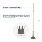 Gemplers Steel Rake Hoe with Wood Handle, 5 Wide Tines, Multi-Purpose Tool for Gardening, Planting, and Fire Prevention, Commercial Grade