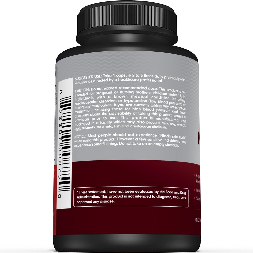 Sunergetic Premium Blood Pressure Support Supplement for Cardiovascular & Heart Health with Garlic, Hawthorn & Hibiscus (180 Capsules)