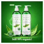 NTRSNS NaturSense 99% Organic Aloe Vera Gel. Deep Hydration, Effective Moisturizing. For Hair, Scalp, Face, Dry Winter Skin, Acne, Sunburn, Sensitive Skin, Shaving. Unscented, 12 oz.