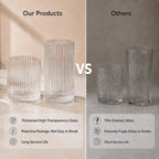 Lumkit Ribbed Drinking Glasses 8pcs, 12oz and 10oz Glassware, Tumbler Glasses Cup Set for Wedding, Party, Christmas Gift, Clear